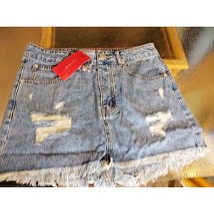 Caffeine denim jean skirt distressed sz medium Light blue NEW